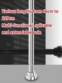 68-289 cm Einstellbare Edelstahl Spannstange - Ausziehbare Gardinenstange, Kleiderstange für Schrank, Wohnmobil Kleiderstange, Duschvorhangstange für Badezimmer, ohne Bohren für Badezimmer, Fenster, Wohnmobil, Wohnzimmer, Schlafzimmer, Küche, Außenbereich, Kleiderschrank - Verschiedenfarbig - Übersicht 6