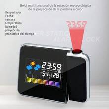 Reloj Despertador Proyector, Despertador Digital Con Proyector Y Sensor De Temperatura, Reloj de proyección, Cable USB incluido, El proyector puede girar 180°, negro - Negro - Ver 2