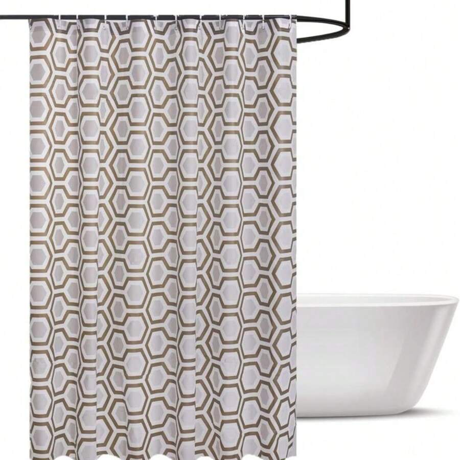 Mould Mildew Resistant Quick Dry Shower Curtain - Water Repellent 100% Polyester Bathroom Curtain - DIAMOND-sILVER - View 1