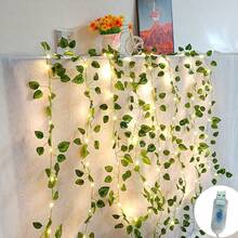 100/50/20 LED Green Ivy Watermelon Leaf Fairy Lights, USB Powered Watermelon Leaf Vine Decor Lights For Bedroom, Dorm, Wall, Garden, Party, Christmas, Wedding, Patio