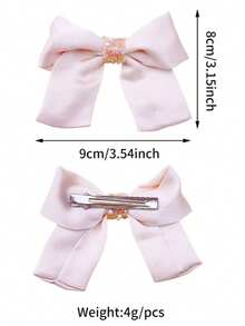 2pcs Pink & White Bow Hair Clips, Designed For Girls, Hair Accessories, Suitable For Girls' Daily Hair Decoration