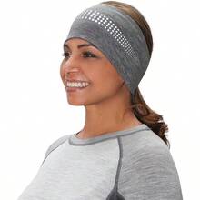 TrailHeads Ponytail Headband - Adrenaline Series Women S Running Headband With Reflective Accents - Heather Grey / Reflective - View 1