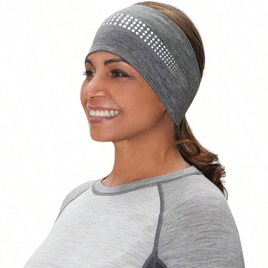 TrailHeads Ponytail Headband - Adrenaline Series Women S Running Headband With Reflective Accents - Heather Grey / Reflective - View 1