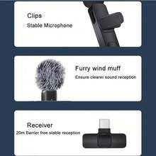 Professional Wireless Lavalier Microphone For IPhone, IPad, Android Phone, Mini Microphone, Wireless Lapel Mic For Video Recording, Interview Podcast Vlog   For Content Creators - 1 - View 10