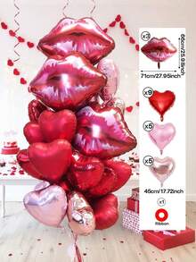 Bộ 22 bóng bay hình môi và trái tim chủ đề Ngày Valentine, bóng bay hình trái tim màu đỏ 18 inch, phông nền chụp ảnh phù hợp cho ngày gia đình, tiệc Galentine, cầu hôn, hẹn hò cặp đôi, tiệc độc thân, tụ họp chị em, kỷ niệm, sinh nhật bất ngờ cho cặp đôi, trang trí phòng, tạo thêm không khí lãng mạn ngọt ngào. - Nhiều màu - Xem 8