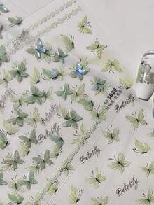 1 szt. błyszczące zielone motyle, wyjątkowe zwierzę, owad, monarcha, lot, naklejki na paznokcie, 5D, zdobienie paznokci, natura, urzekające, eteryczne, samoprzylepne paznokcie, dla kobiet, wyrafinowane, DIY, naklejki do manicure - Wielokolorowe - Zobacz 6