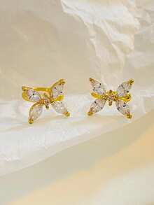 1 Pair Rhinestone Butterfly Earrings For Women, Elegant Ear Cuff Earrings Without Piercing, Suitable For Party & Gift