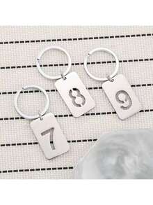 1pc 0-9 Number Keychain/Arabic Numeral Bag Charm/Keychain Set/Gift For Women/Christmas Gift - Silver a - View 4