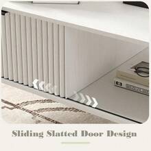 Coffee Tables for Living Room, Farmhouse Center Table with Hidden Storage and Fluted Sliding Door, Dining Table for Home Apartment Office(41.34''x 21.65''x 16.34'') - color: Blanco A06124 I - Ver 2