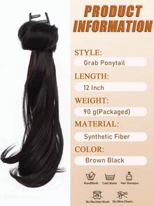 One-Piece Set Of 12-Inch Ponytail Hair Clips, Natural Messy Bun Hairstyle Hair Accessory Clip Style Lazy Slightly Curly Ponytail Wig