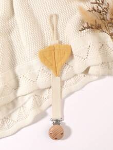 1pc Baby Pacifier Chain With Embroidered Apple, Clover, Ginkgo Leaf Designs, Includes Wooden 3-Hole Pacifier Clip, Suitable For Baby Boys And Girls As Daily Use Gift