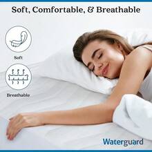 Full - Waterguard Waterproof Mattress Protection Cover - Premium Cotton Bed Bug Protector Hypoallergenic and Vinyl-Free - Full Size - Ultra Soft and Breathable - Blanco - Ver 6