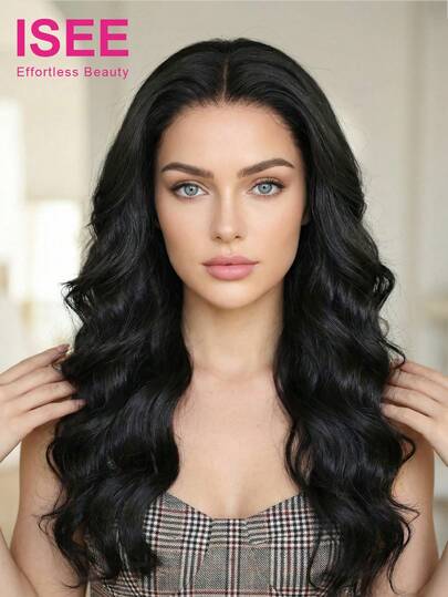 ISEE 蓬松波浪卷发，无需胶水即可佩戴，升级版13*4高清蕾丝前假发，未经加工的人发，180%密度，18-30英寸，高品质假发，适合日常佩戴，适合初学者，营造度假氛围，活力四射，旅行必备，节日装扮，伴娘礼物，女性配饰，免运费，艺术感十足