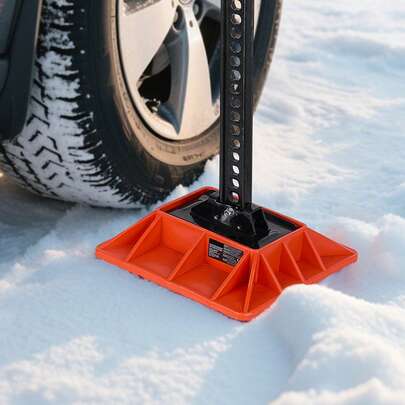 High Lift Jack Base And Handle Keeper, 11.6" X 11.6" Off Road Jack Stand Base With 7000 Pound Capacity, Heavy-Duty Farm Jacks Support Stand For Most Jacks With 7.3" X 4.7" Base, Red