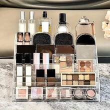 1个透明亚克力多功能多层展示架，时尚多层指甲油和化妆品收纳盒，口红和眼影整理架，气垫粉底展示架，适合桌面化妆品收纳和节日礼物 - 彩色 - 查看 3