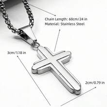 Men's Stainless Steel Small Cross Pendant Necklace - Pendant Necklace - View 4