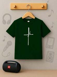 Camiseta Infantil e Juvenil Personalizada Unissex Gospel Igreja Jesus Cristo Fé - Verde Escuro - Visão 1