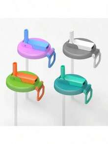 1个带吸管的汽水罐盖（颜色随机） - 包括可重复使用的硅胶吸管和汽水罐盖，密封性好，易于使用，防漏 | 适用于标准12盎司汽水罐，可用作饮料盖、啤酒罐盖、汽水罐盖，也非常适合旅行、聚会、露营和夏季必备品。