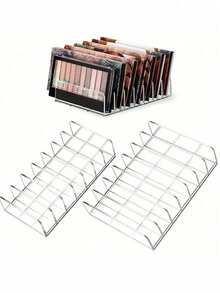 1pc Transparent Eyeshadow Palette Organizer, Makeup Storage Box, Desktop Drawer Divider, Cosmetic Display Stand - Clear - View 1
