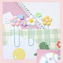 30pcs/3pcs/1pc Flower PVC + Metal Binder Clips Bookmarks, Cute Office Stationery Paper Clips, Multiple Colors Available - Multicolor - View 9