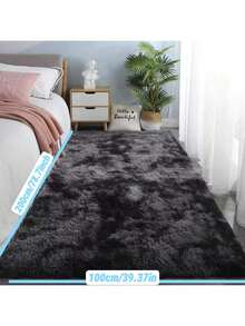 New Plush Soft Fuzzy Mat With Thick Pile, Modern Luxury Floor Mat For Living Room, Bedroom, Playroom - Machine Washable Blend, Fluffy Shag Mat For Indoor Use, Rectangular Design, Durable & Easy Maintenance, Stylish Addition To Any Space, Big Mat For Living Room, Extra Large Rugs For Living Room Cozy Home Decor Gift For Men & Women, CA - Nhuộm tie-dye màu xám đậm - Xem 4