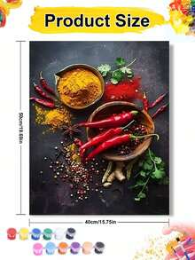 DIY數位油畫套裝－時尚香料與香草圖案，簡易無框DIY畫布藝術品，居家裝飾與創意禮物首選 - 彩色 - 查看 10