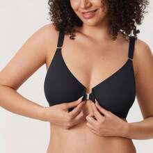 DELIMIRA Women's Inbarely Plus Front Closure Bras Racerback Full Coverage Plus Size Unlined Underwire Bra - Beige - View 5