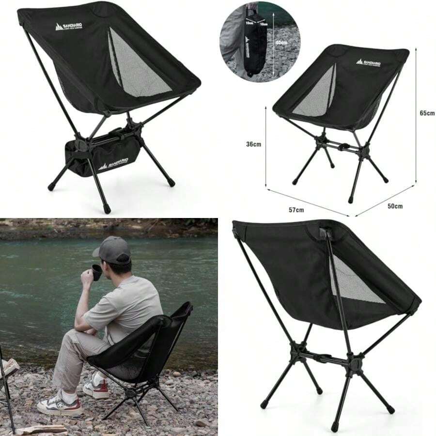 Silla Plegable Camping Soporta 120 kg,Camping y Pesca etc (Negro)(default) - Multicolor - Ver 1