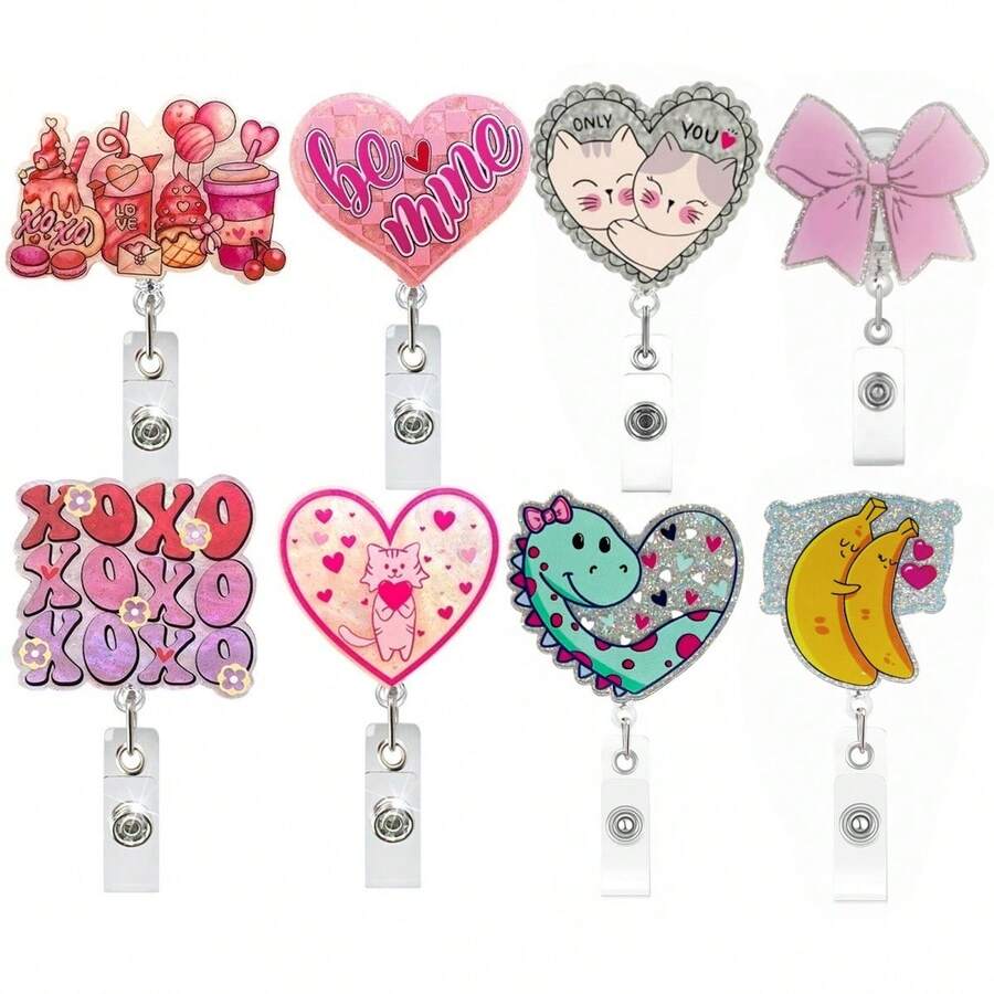 TONAVIETO 1 chiếc móc cài thẻ rút gọn ngộ nghĩnh dành cho Ngày Valentine, thích hợp cho y tá, điều dưỡng viên, trợ lý điều dưỡng, bác sĩ, nhân viên y tế và giáo viên, quà tặng dễ thương cho y tá, kẹp thẻ tên có kẹp cá sấu. - Nhiều màu - Xem 1