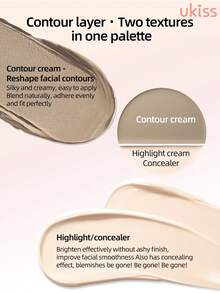 ukiss 三合一旋转双层气垫高光修容盘，上层为气垫粉底，下层包含高光、遮瑕和修容粉，控油持久，打造光泽哑光妆效，均匀肤色，日常妆容必备。气垫粉底11克 + 修容粉2.4克 + 高光粉1.2克 - #F10 Ivory - 查看 8