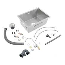 YUNRUX Inset Kitchen Sink, Stainless Steel Sink, Single-Bowl Kitchen Sink