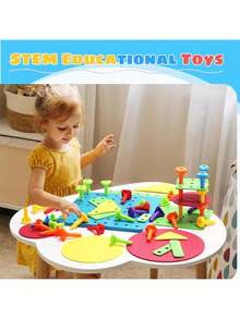 EstiloTablero De Clavijas Apilable, Montessori Juguetes De ConstruccióN Y Encaje Para NiñOs De 3 A 6 AñOs, Juguete Educativo Stem, Colorido Sensoriales,Juguetes Didacticos,Regalos De Pascua Para NiñOsVersióN Mejorada