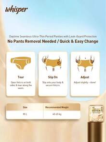 Whisper Invisible Seamless Menstrual Period Panty Liners (Regular) - M-L Size, 3 Pcs - Multicolor - View 7