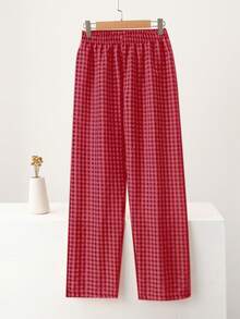 3pcs Plaid Loose Casual Cotton Pants For Women, Candy Color, High Waist, Straight Leg, Lightweight Summer - Multicolor - View 2