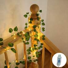 100/50/20 LED Green Ivy Watermelon Leaf Fairy Lights, USB Powered Watermelon Leaf Vine Decor Lights For Bedroom, Dorm, Wall, Garden, Party, Christmas, Wedding, Patio