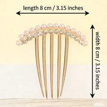 2pcs - 1pc Zinc Alloy Faux Pearl Hair Clip Comb, Women Rhinestone Side Comb, 5-Tooth Hair Comb, Elegant Hair Accessory, Suitable For Daily Wear And Wedding/Holiday, Headpiece, Hair Accessories - 1 - View 2