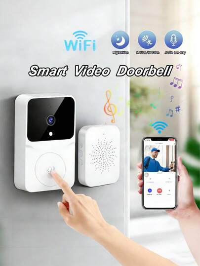 Campainha de vídeo com câmera Wi-Fi inteligente de alta definição, visão noturna sem fio, controle remoto, câmera digital olho de gato para casa.