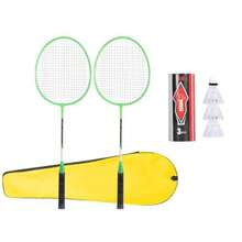 Linahealth Sports Juego de Bádminton de 2 Raquetas y 3 gallos para 2 Jugadores 2 Raquetas de bádmington y 3 gallitos para Adultos y niños para Juego al Aire Libre o en Espacio techado - Verde - Ver 1