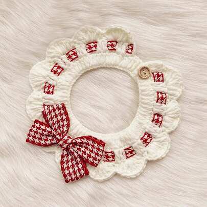 1条可爱宠物围巾，猫狗秋冬季保暖颈套，宠物时尚配饰，适合小型/中型宠物日常佩戴，也适合派对、生日和其他场合。