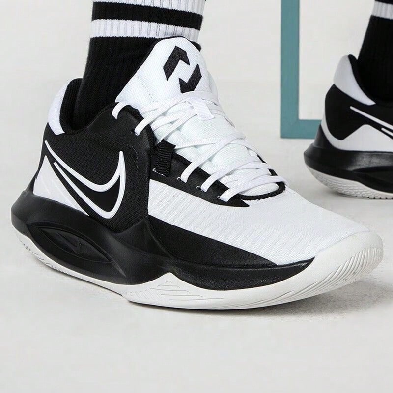 Nike Precision 6 精密6 圓頭繫帶 耐磨 低筒 籃球鞋 男款 黑白 - 黑與白 - 查看 1
