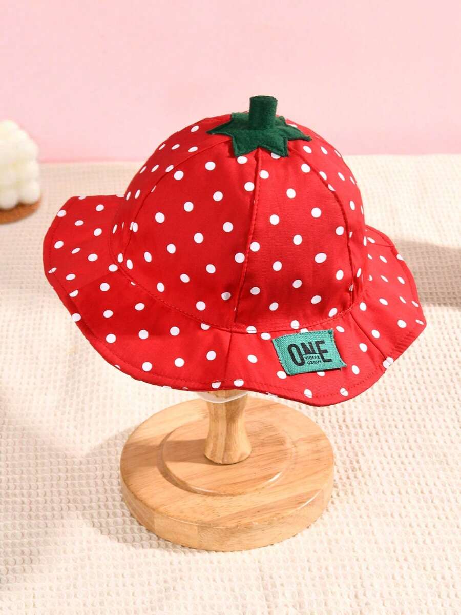 1pc Strawberry Pattern Bucket Hat, Fashionable Infant/Toddler Boys/Girls Spring Sun Protection Bucket Hat - 1PC - View 1