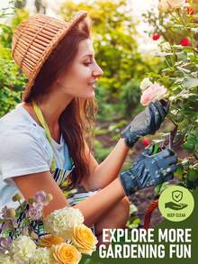 1 双 JOISIV 女士防滑透气园艺手套，触屏园艺手套，适用于除草、挖掘、种植、修剪、耙地、庭院园艺、户外工作、露营、送礼、万圣节、圣诞节、家居装饰 - M - 查看 7