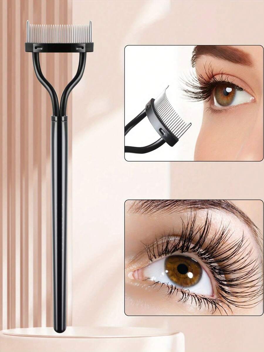2pcs/1pc Ergonomic Long Handle Eyelash Comb, Steel Needle Eyelash Separator, Eyelash Styling Tool, Beauty Tool. Home/Travel Eyelash Tool, Beauty Salon Beauty Tool,Giveaways - Multicolor - View 1