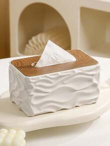 1pc Wavy Wooden Tissue Box Cover, Thickened Waterproof PP Material, Suitable For Living Room, Dining Room, Bathroom, Bedroom, Office, Hotel, Daily Use, Gift, National Day, Valentine's Day - Multicolor - View 9