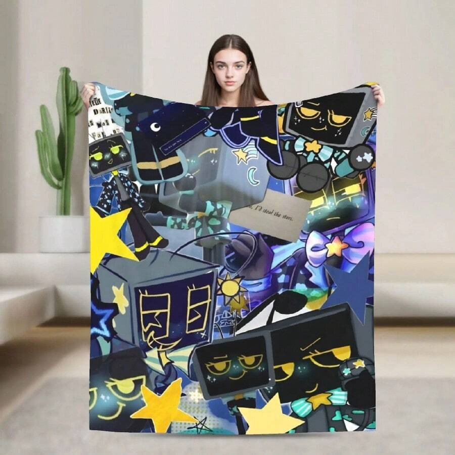 Dandys World Astro Blanket Super Soft Pattern Plush Bedding Throws For Couch Chair Sofa Bed Travel Flannel Bedspread Bed Cover1.Jpg - 白色 - 查看 1