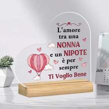 1 pezzo Decorazione da tavolo in acrilico con slogan in lingua italiana, su base in legno. La decorazione da tavolo da pranzo presenta slogan adatti per la sala da pranzo della fattoria di famiglia, il camino e il soggiorno. Può essere utilizzato come regalo, forniture scolastiche, regalo di compleanno, forniture per il ritorno a scuola, ecc.