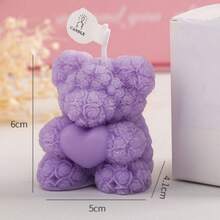 1pc Teddy Bear Scented Candle Gift Set, Heart-Shaped Design, Suitable For Confession, Birthday, Home Decor, Party, Dining Table, Holiday Gift, Gift Box, Banquet, Festival Celebration, Atmosphere Lighting, Graduation Gift And More Occasions - Multicolor - View 6