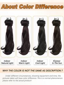 One-Piece Set Of 12-Inch Ponytail Hair Clips, Natural Messy Bun Hairstyle Hair Accessory Clip Style Lazy Slightly Curly Ponytail Wig