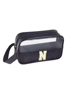 Nécessaire transparente de PVC para maquiagem, com letras, à prova d'água, portátil, em chenille, com zíper, organizador de maquiagem minimalista com inicial, ideal para viagens e uso no banheiro. Ótima opção de presente para mães e mães. Perfeita para a praia, toalhas e outras atividades de praia. Ideal para férias de inverno e outono, perfeita para o Dia dos Namorados. - Preto - Pequeno - Ver 31