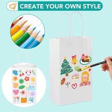 XPCARE 100Pcs Paper Gift Bags 5.25x3.25x8.25'' Small Paper Bags with Handles Bulk Kraft Paper Bags for Birthday Party Favors Shopping Retail White - Blanco 100 unidades - Ver 6